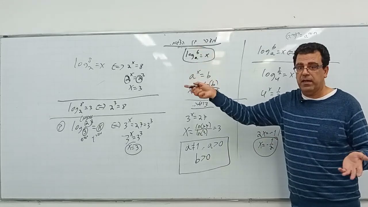 דוגמאות למעבר ממשוואה לוגריתמית למעריכית 