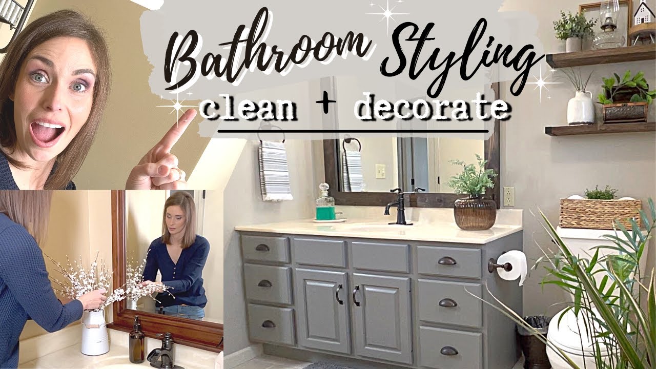 BATHROOM STYLING WITH EVERYDAY DECOR | BATHROOM DECORATING IDEAS | CLEAN AND DECORATE WITH ME