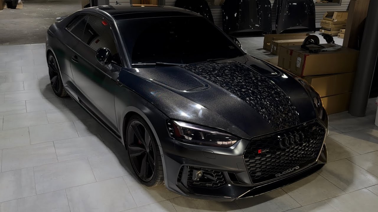 Armorextend Mixed Pattern Carbon Fiber Forged Double Sided Hood Install Audi RS5 B9