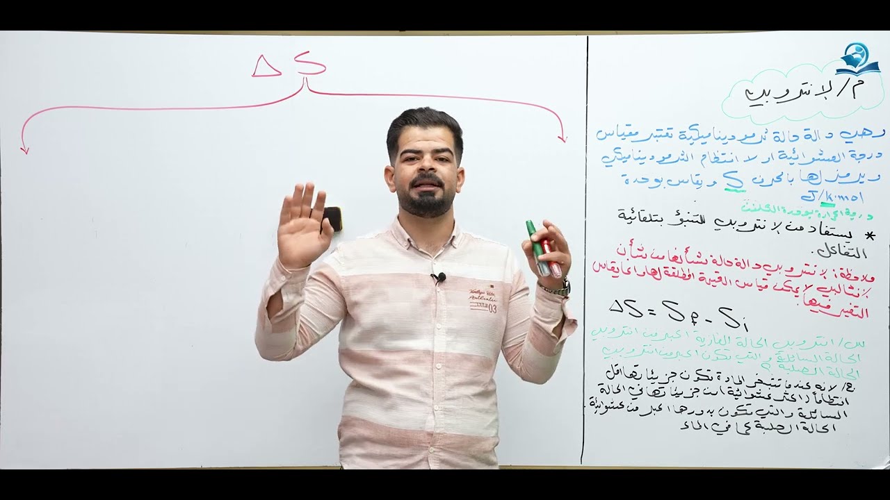 كيمياء السادس العلمي / الفصل الاول / المحاضرة (12) تعاليل الانتروبي