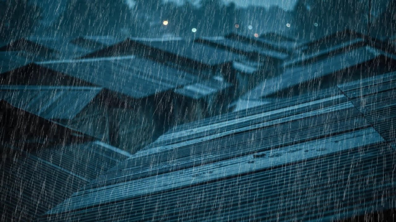 No Ads Rain Sounds for Sleeping – Heavy Rain Pressure On Tin Roof ASMR for Deep Sleep