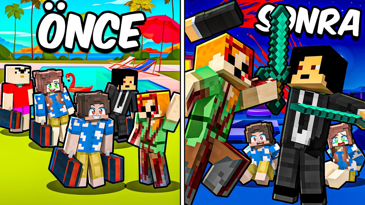 BOBBY1545'İN LANETLİ TATİL KÖYÜNDE 1 GECE GEÇİRMEK - Minecraft