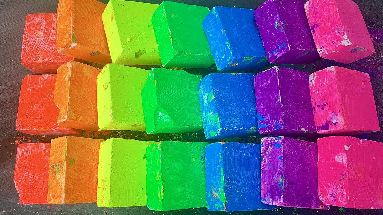 21 Blocks of crunchy Rainbow soft gym chalk | Satisfying ASMR