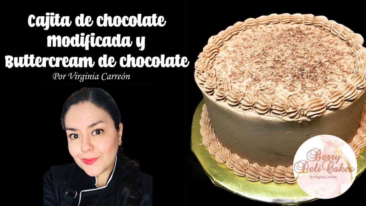 Cajita de pastel modificada y buttercream de chocolate