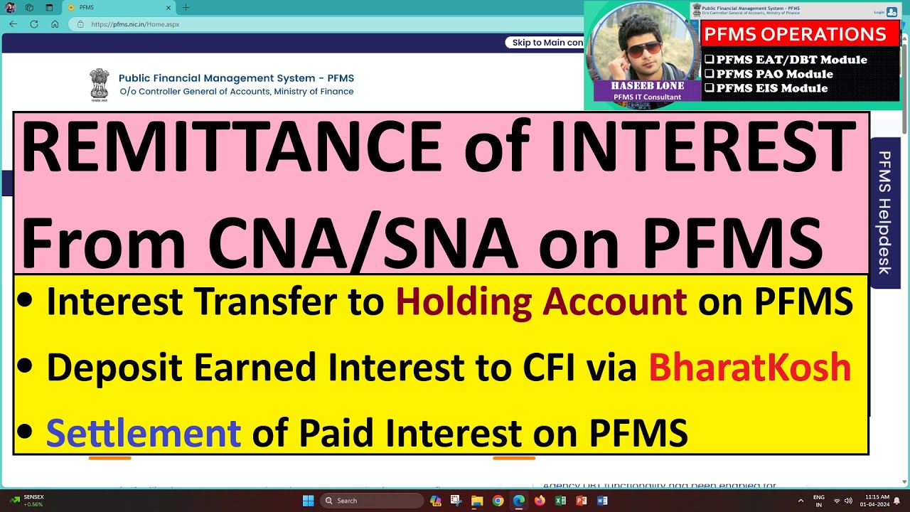 How to Remit Interest on PFMS | CNA | SNA | BharatKosh | Interest Remittance