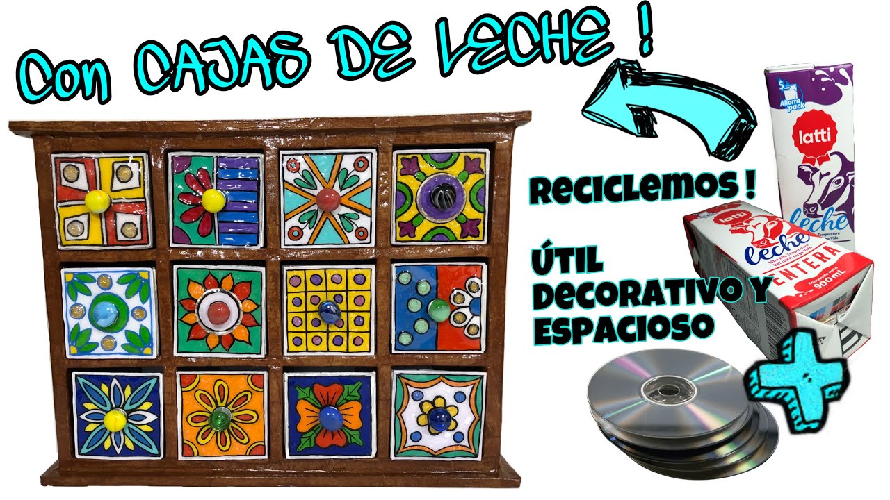 Con cajas de LECHE haz tu GAVETERO/Make a chest out of milk boxes