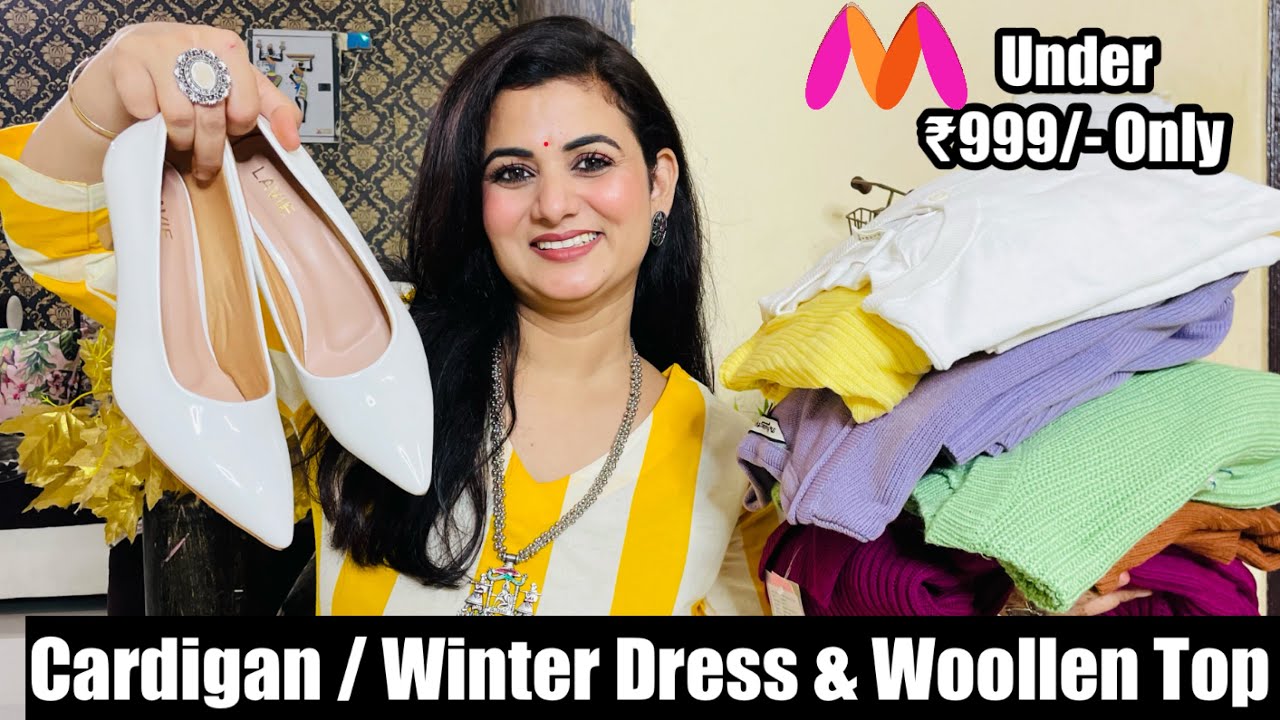 Best Myntra Winter Wear Haul Under ₹999, Woolen Top, Cardigan, Pullover, Sweater, Winter Dress,Pumps