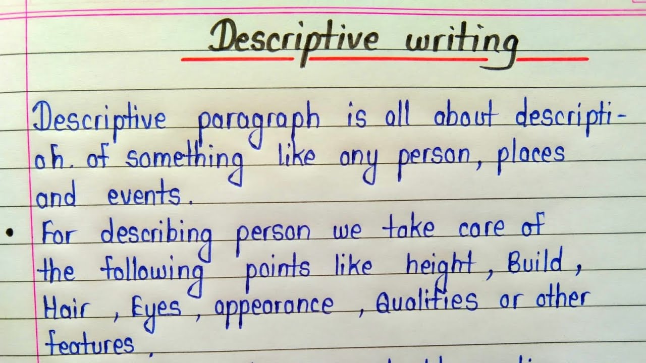 Descriptive writing || How to write descriptive paragraph || Descriptive essay for students format