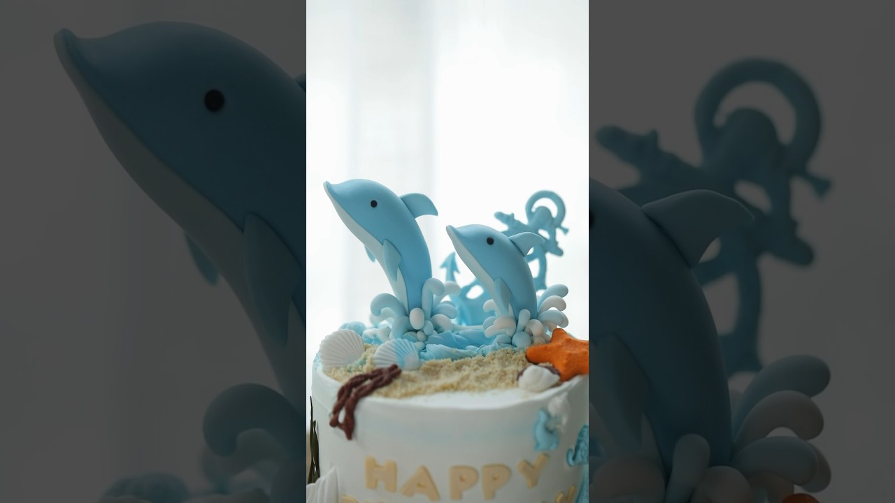 Dolphin cake| Fondant Topper | How to make a dolphin fondant#trending #shorts #Dolphincake