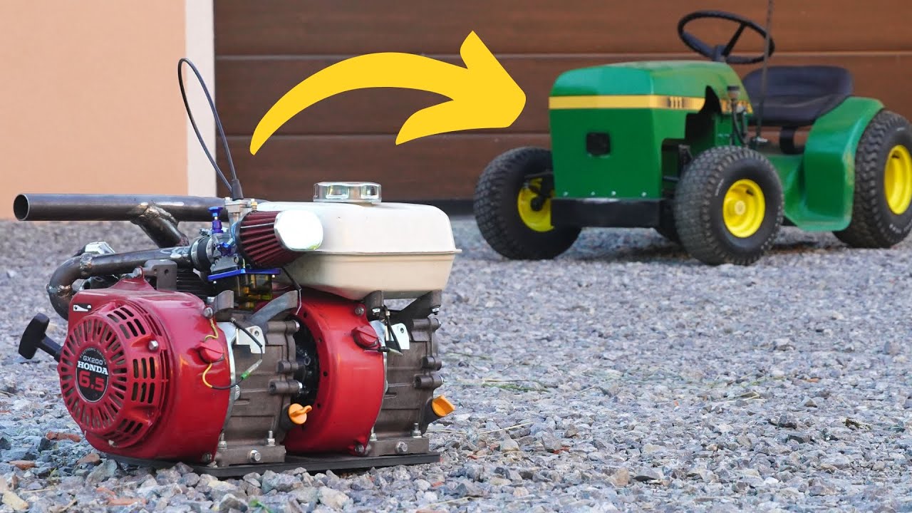 Homemade DOUBLE GX200cc Engine on JOHN DEERE Mower !? PART 1