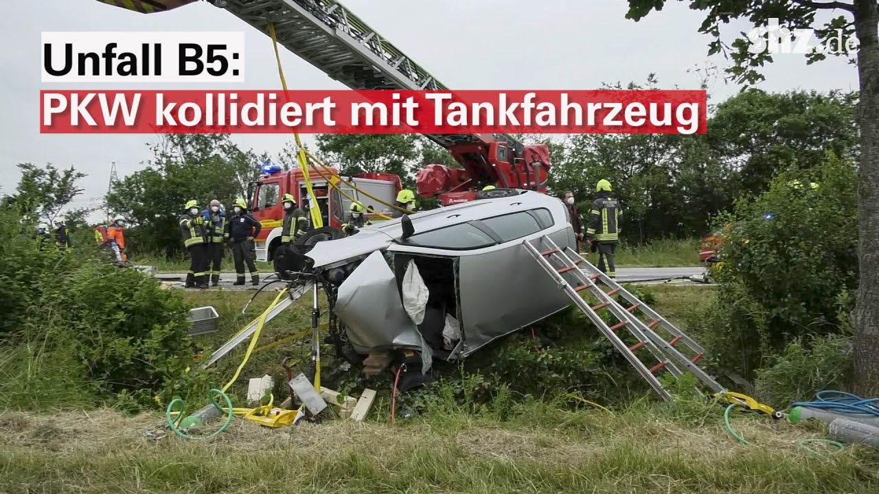 Schwerer Unfall auf der B5: Auto prallt frontal in Tankfahrzeug