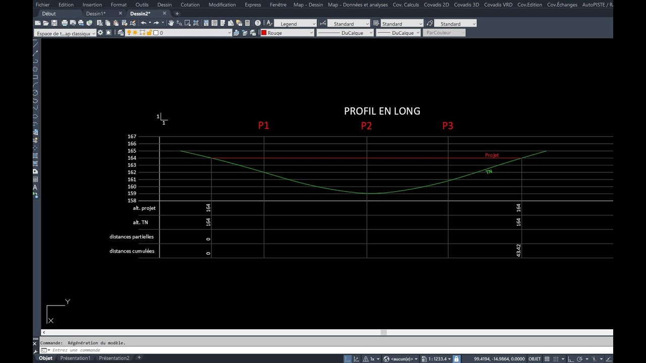 Profil en long et profil en travers avec Autocad 2D - Niv 1
