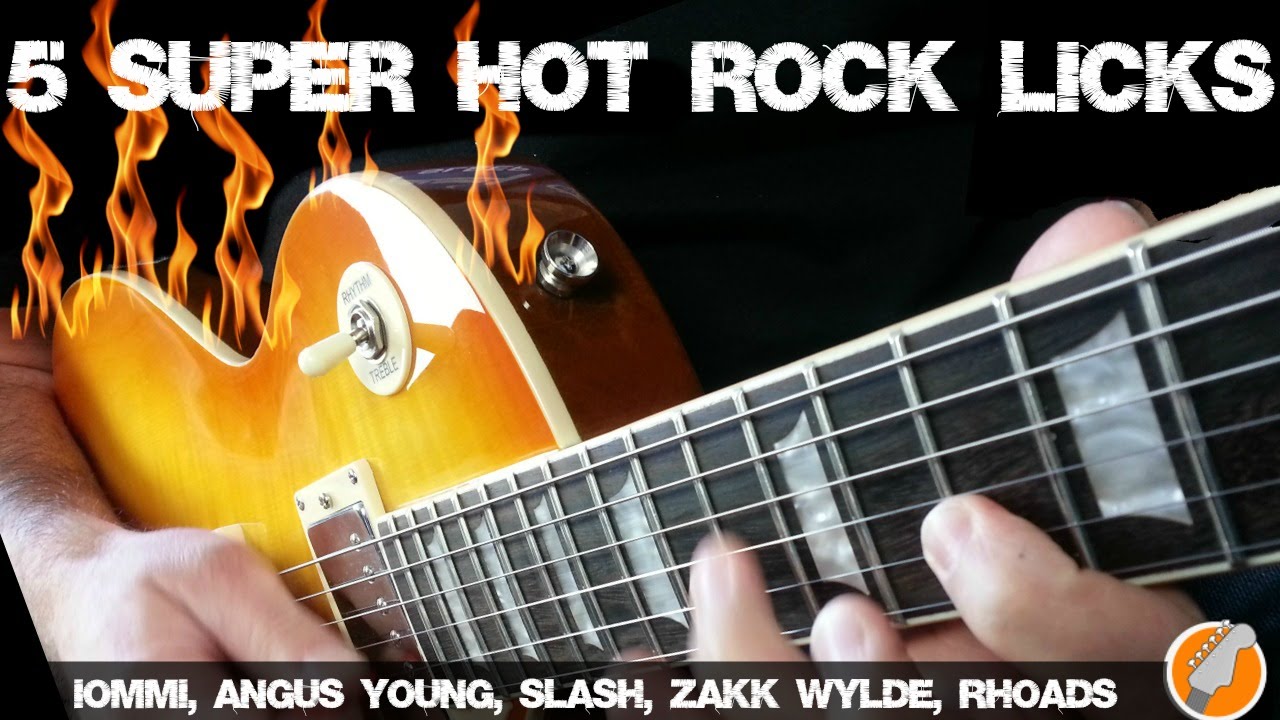 Rock Guitar Licks -  Slash, Angus Young,  Wylde, Iommi and Rhoads Rock Guitar Licks