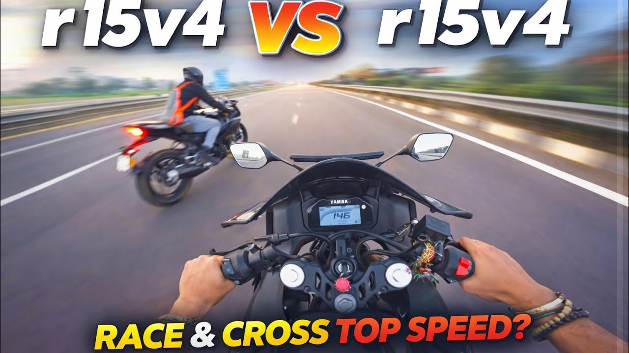 R15v4 Vs R15v4 drag Race Random fire aj maja hi aa gya aur police ki car bhi sath hi chal rahi thi 