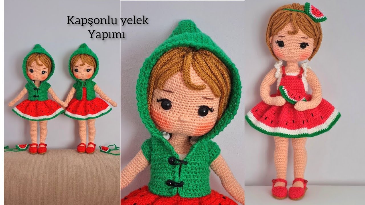 Amigurumi Kapşonlu Yelek/Part5: Karpuz Bebek (subtitles on ENG/subtítulos ESPANÕL)