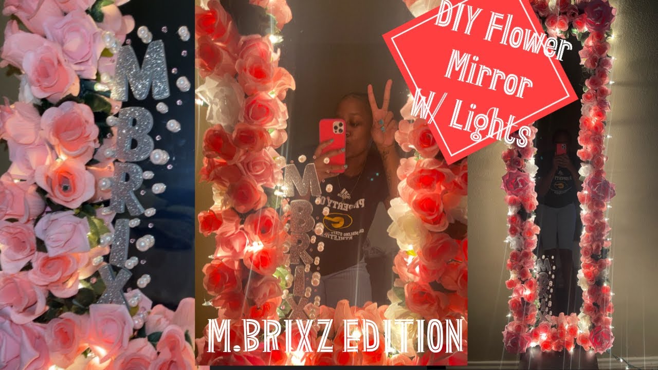 DIY flower mirror with lights | Floral Mirror 🌺 Floral Decor 🌼