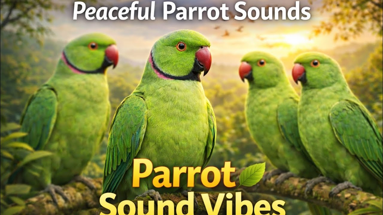 Parrot Sounds 🦜 Peaceful Cage Free Green Parrots Feeding | Relaxing Bird Sounds for  Stress Relief