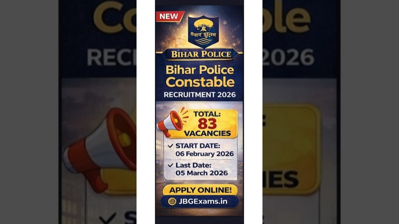 Bihar Police CSBC Constable Recruitment 2026 | 83 Vacancy | Apply Before 05 March