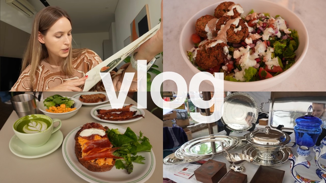 Vlog do fim de semana, brunch, compras na feira de antiguidades e receita de falafel