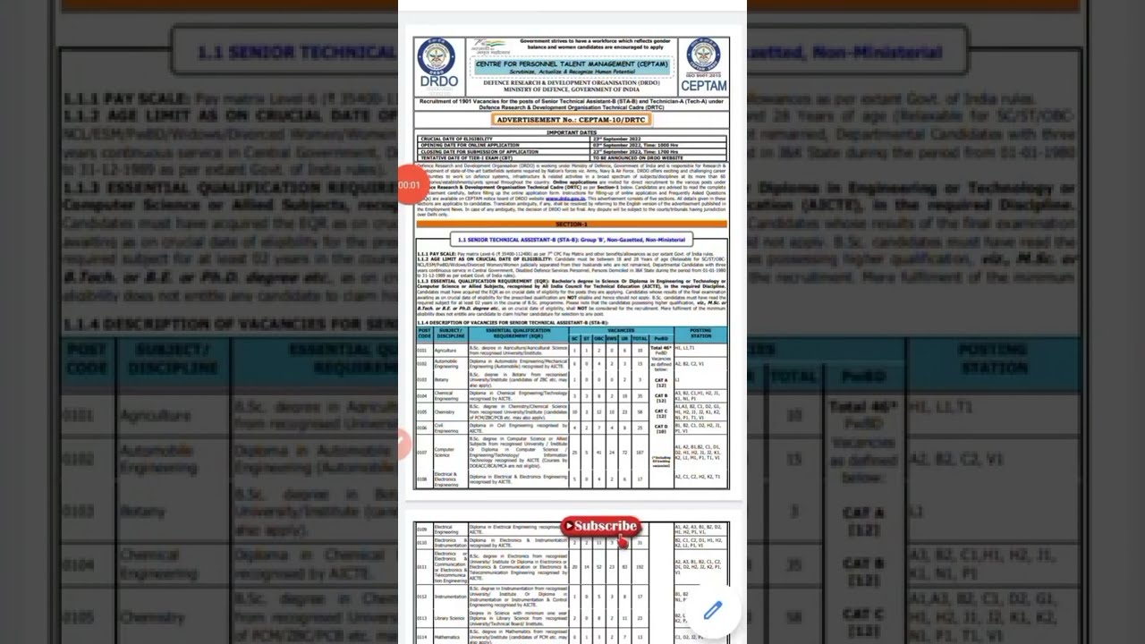 DRDO Ceptam-10 Recruitment Notification out 2022 || DRDO Permanent Jobs  || ITI/Diploma/B.Sc Fresher