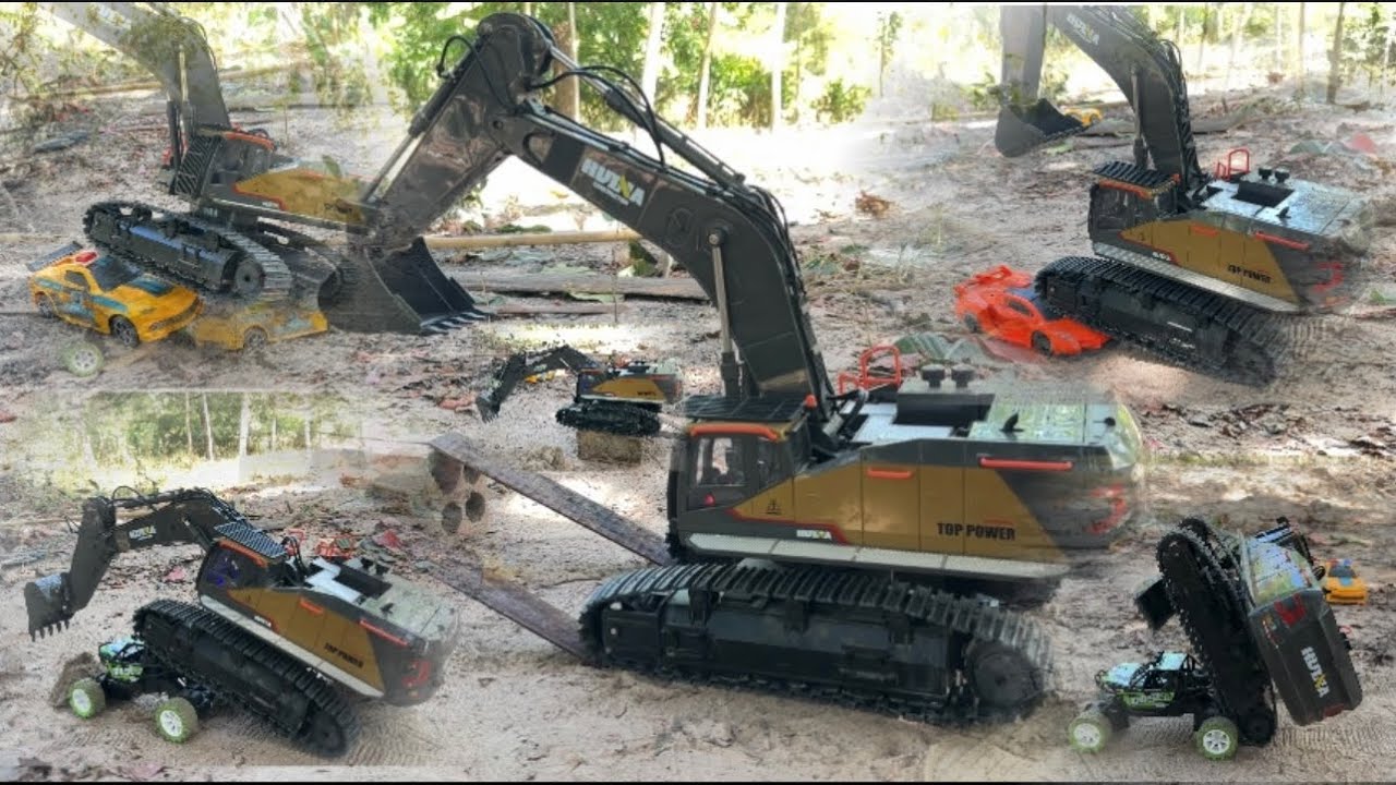 Testing excavator climb on car 🚗 🚓🚕🏎️🚖🚔