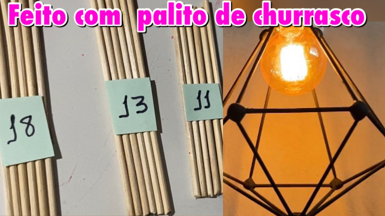 COMO FAZER LUMINÁRIA COM PALITO DE CHURRASCO. SALA VAI FICAR LINDA 💕