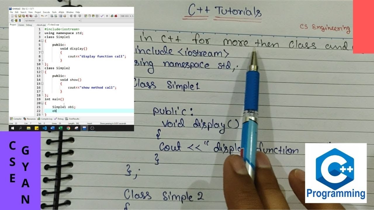 Program for Multiple Classes and Objects in C++ Programming Language Tutorials in Hindi - 55