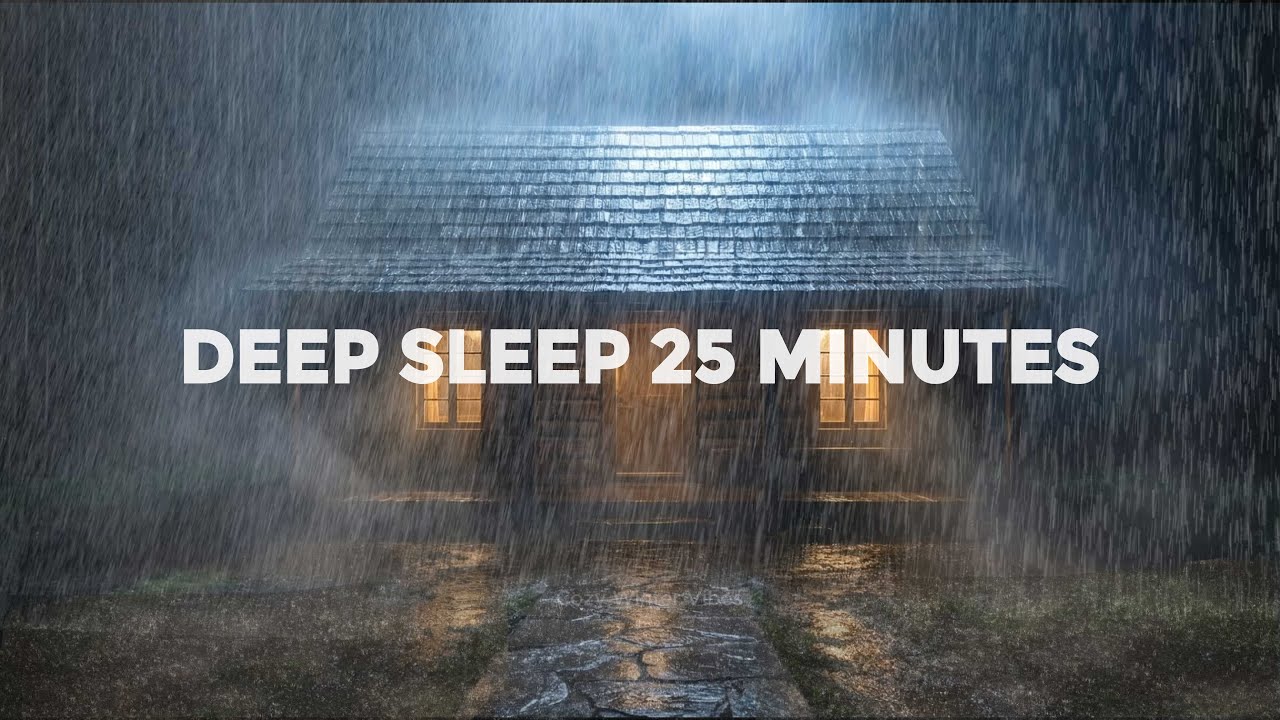 Fall Asleep Fast 🌧️ Heavy Rain at Cozy Cabin | 25 Min Deep Sleep Heavy Rain ASMR for Deep Sleep