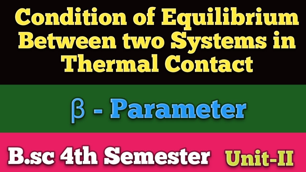 Condition of Equilibrium Between two Systems in Thermal Contact #Thermal #Equilibrium #Betaparameter
