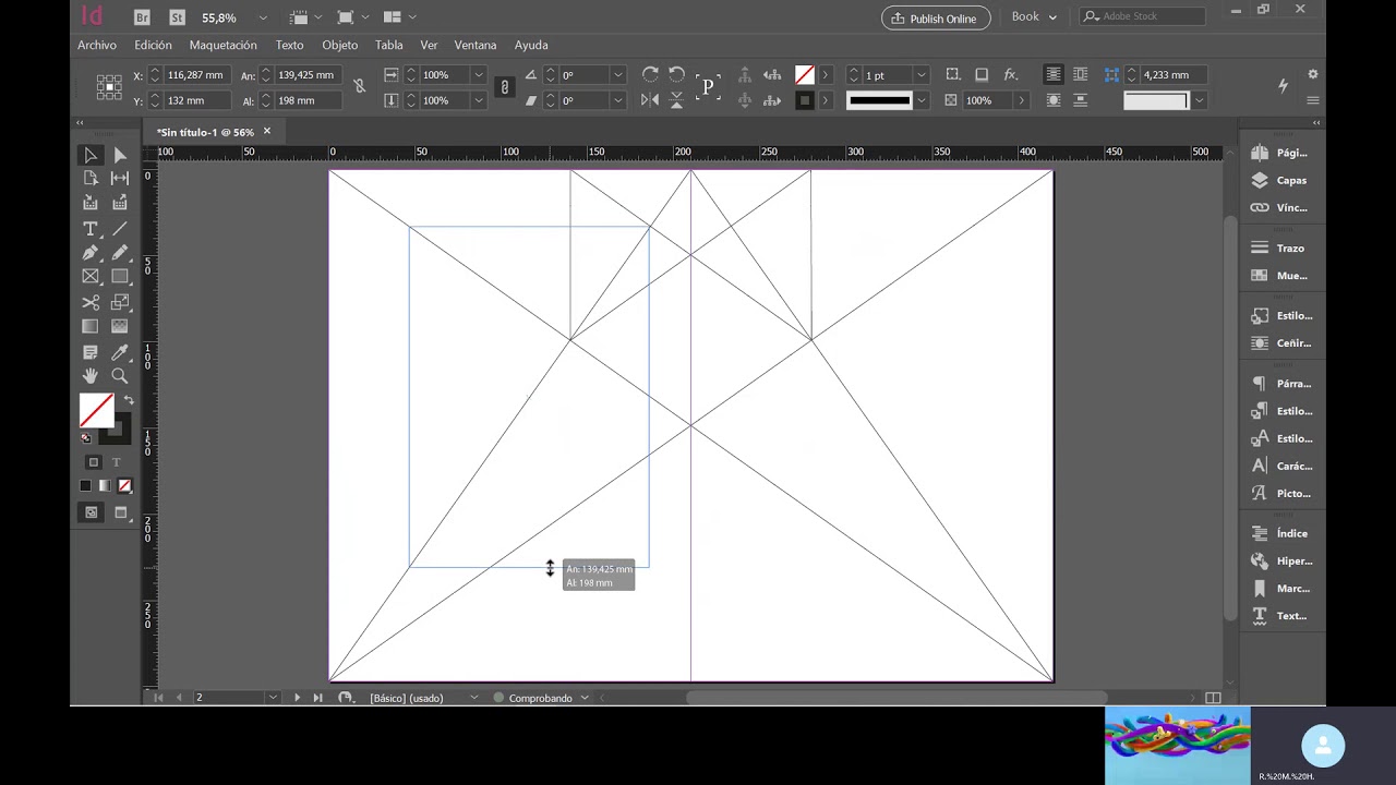 Proporción áurea para páginas enfrentadas en InDesign
