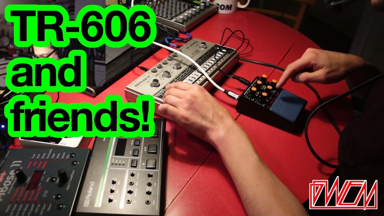 Roland TR-606 + SBX-1, Boss HC-2, PC-2, EHX Crash Pad and Jomox Mbase 11