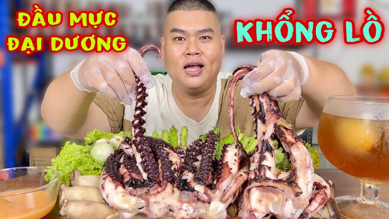 Too Terrifying, One Of A Kind Fat Food Mukbang, Giant Ocean Squid Head Over 4kg And The Ending