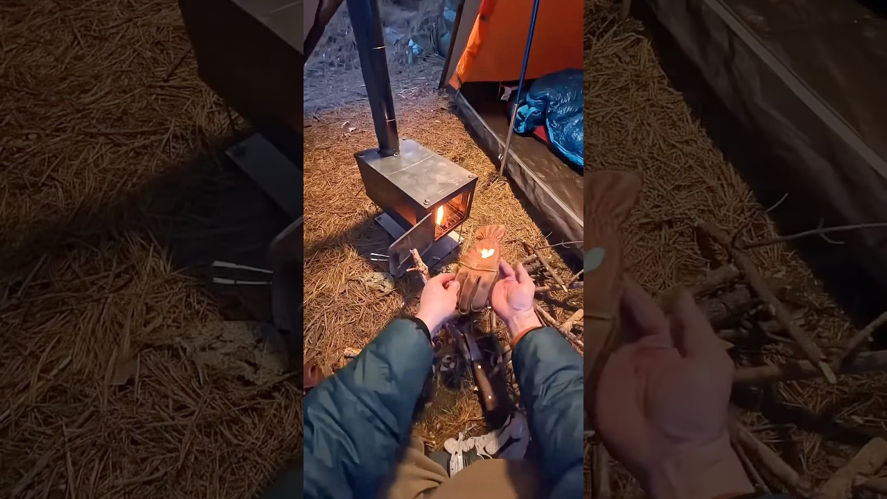 Titanium tent stove nightlight 🏕️ #survival  #wstove #3wstove #wildwildweststove