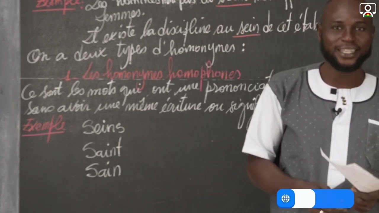Cours - 4e - Français - Vocabulaire : Les homonymes 1/2