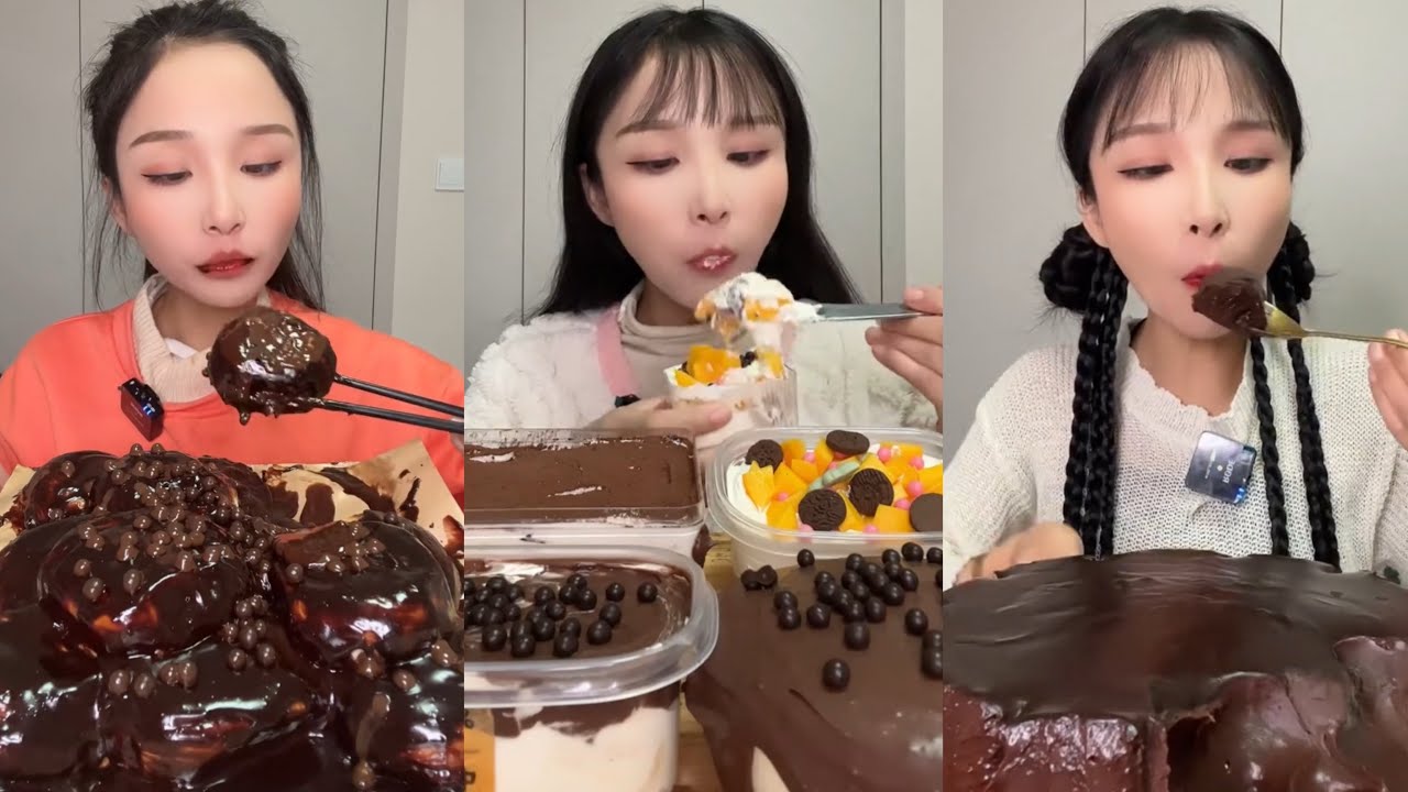 ASMR MUKBANG - MUKBANG SOUND - CHOCOLATE DESSERT PARTY (LAVA CAKE, BREAD WITH CHOCOLATE SAUCE,..)