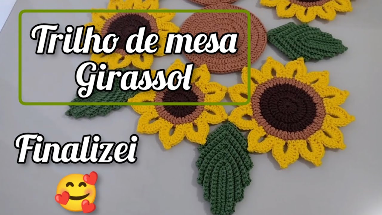 Finalizei o trilho de mesa Girassol e trouxe todos os detalhes #trilhodemesadecrochê #trilhodemesa