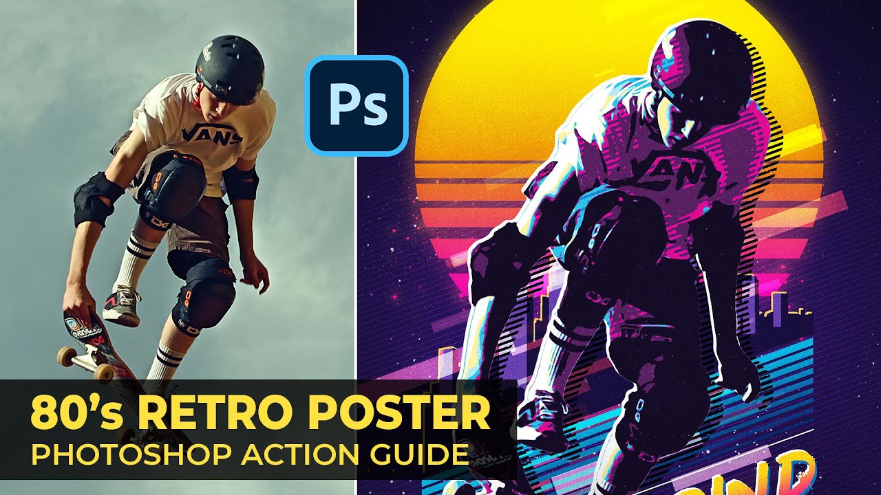 [UPDATED VIDEO IN DESCRIPTION] 80s Retro Poster Photoshop Action Guide