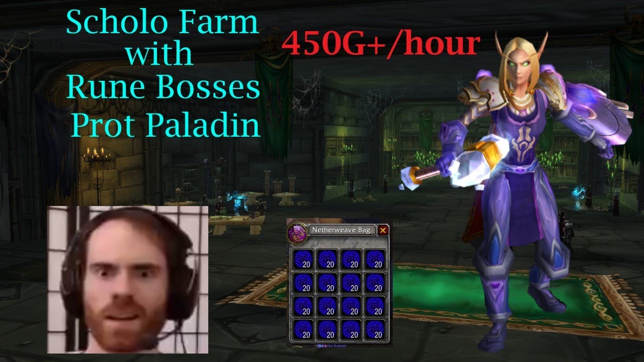 Prot Paladin Scholo Farm with Rune Bosses