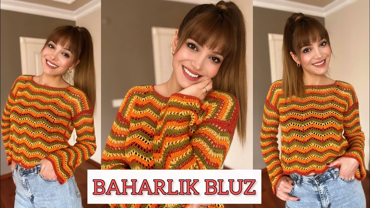 RENGARENK BAHARLIK ŞIK BLUZ / ZİKZAK MODELİ / crochet bloouse