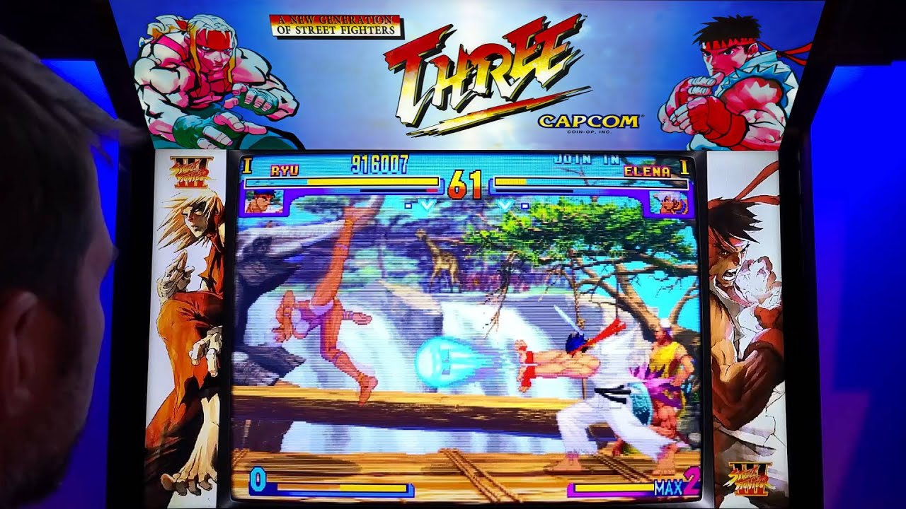 Street Fighter III: New Generation Arcade Cabinet MAME Playthrough w/ Hypermarquee