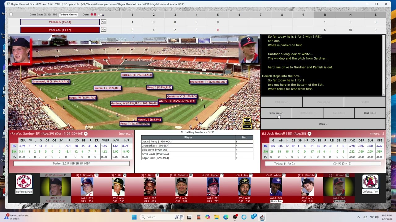 Digital Diamond Baseball 5-13-90 Boston at California