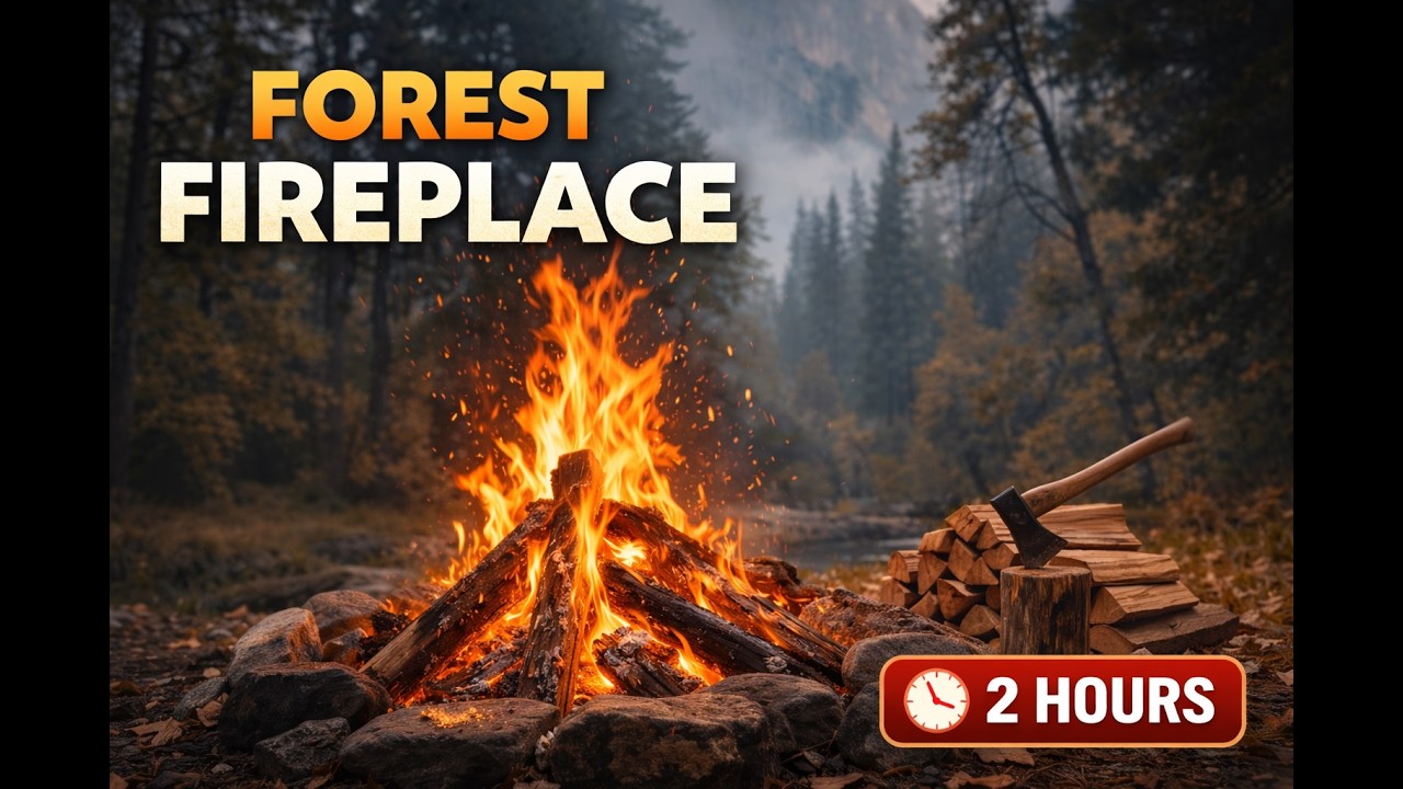 Lonely Campfire in a Foggy Forest 🔥🌫️ | Birds & Fire Ambience | 2 Hour