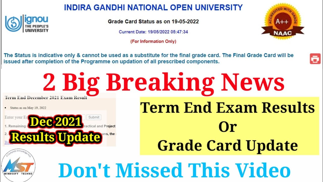 IGNOU 2 Big Breaking News | IGNOU Dec 2021 Exam Results & Grade Card Update | How to Check Results