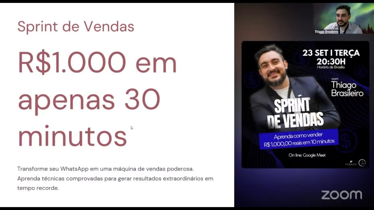 Sprint de Vendas no WhatsApp | Como Fazer R$1.000 em 50 Minutos | Thiago Brasileiro | 22/10/2025
