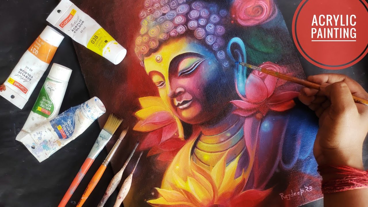Acrylic Painting Of Buddha | Buddha Acrylic Painting Tutorial | Buddha Painting | Acrylic Painting