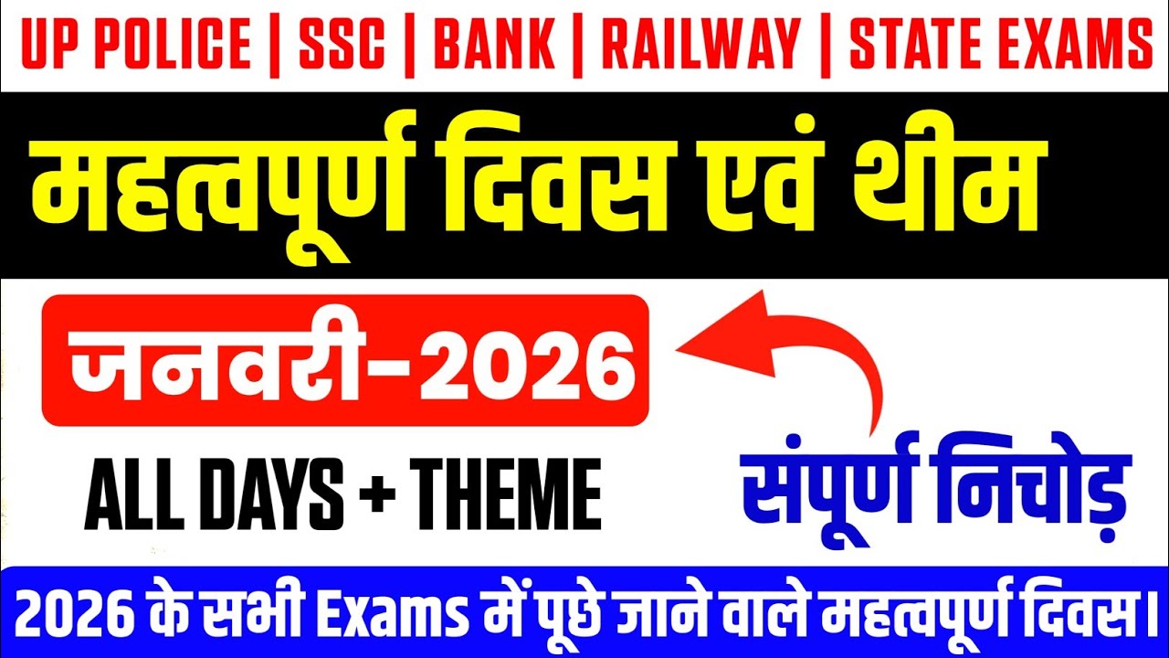 🔥January 2026 Important Days | सभी महत्वपूर्ण दिवस और थीम | Current Affairs 2026 By Study To Self