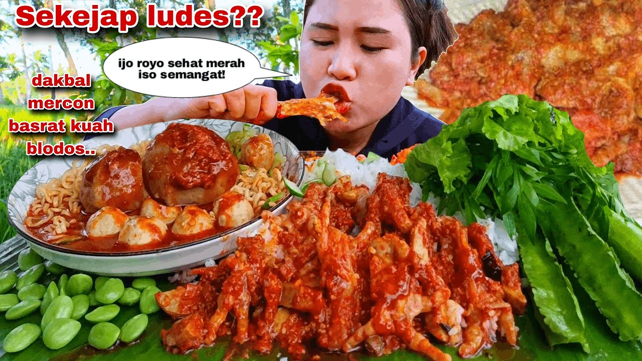 MENDESIS 🔥🥵 CEKER PEDAS TANPA TULANG BAKSO URAT KUAH LALAPAN MENTAH SERBA HIJAU PAKE NASI MUKBANG