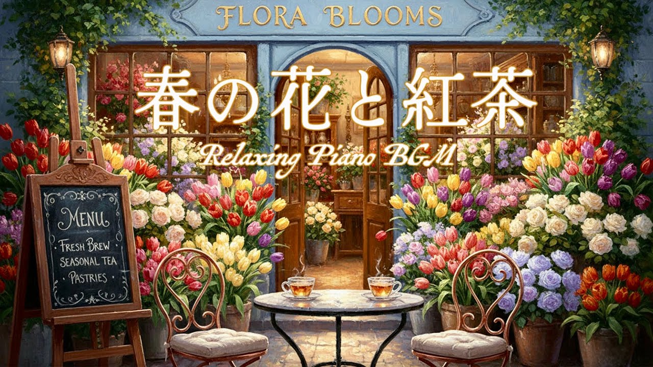 春の花カフェBGM｜やさしいピアノと紅茶の時間｜Relaxing Piano BGM【作業・読書・癒し】