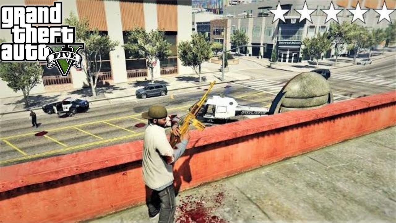 GTA 5 - Franklin's FIVE STAR COP BATTLE At The BURGER SHOT (GTA V Funny Moments)
