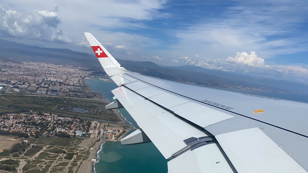 SWISS A320neo Sunny afternoon takeoff from Malaga Airport (AGP)